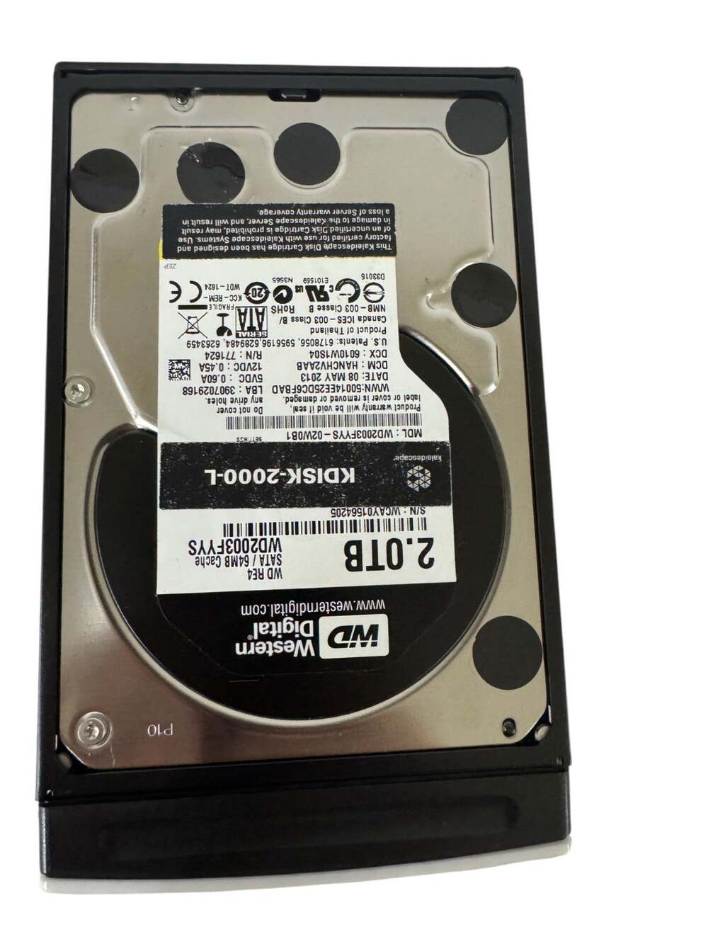 WESTERN DIGITAL KDISK-2000-L 2.0TB WD RE4 SATA/64MB CACHE HARD DRIVE PREOWNED